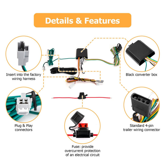 2011 - 2014 Toyota Sienna & 2015 - 2020 Toyota Sienna SE Plug&Play 4 - Pin Trailer Wiring Harness - WeiSen - 70206029