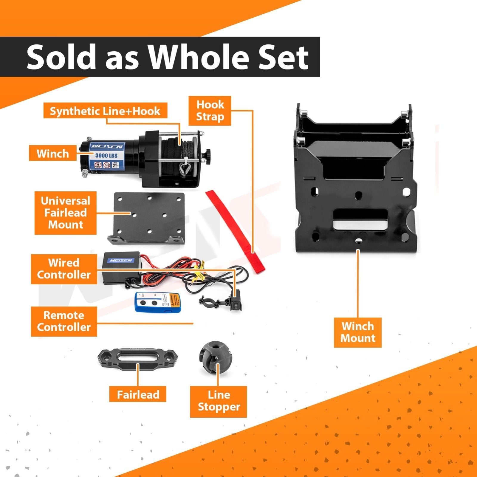 2011 - 2024 Polaris Sportsman 500 550 570 850 Scrambler XP 850 1000 ATV 3000lb 12V Electric Winch Kit - Weisen