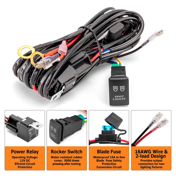 Toyota Tacoma 4Runner RAV4 Tundra LED Spot Light Wiring Harness Push Button Switch Kit - WeiSen - 70203023