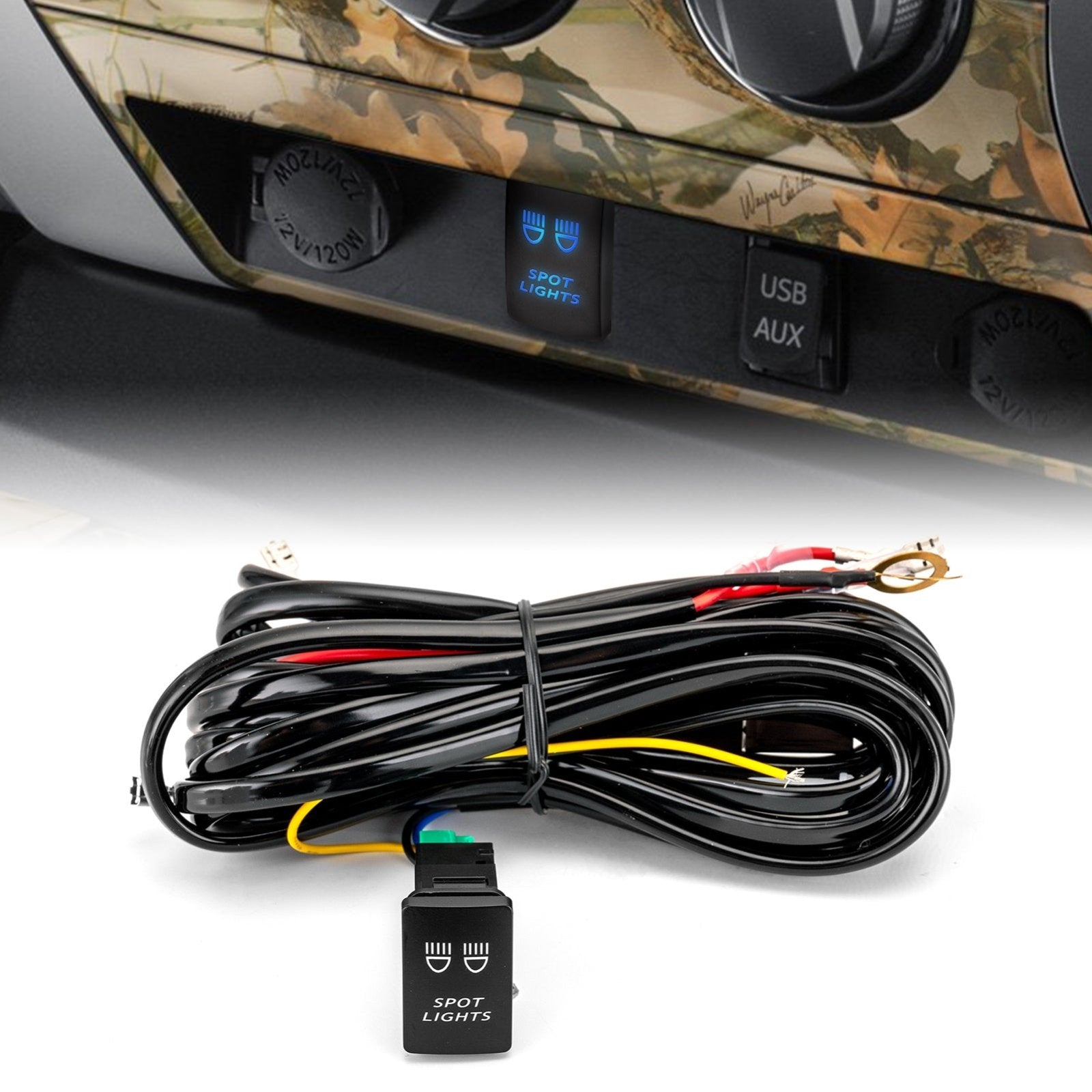 2012+ Toyota Tacoma 4Runner Tundra LED Spot Light Wiring Harness Push Button Switch Kit - Weisen