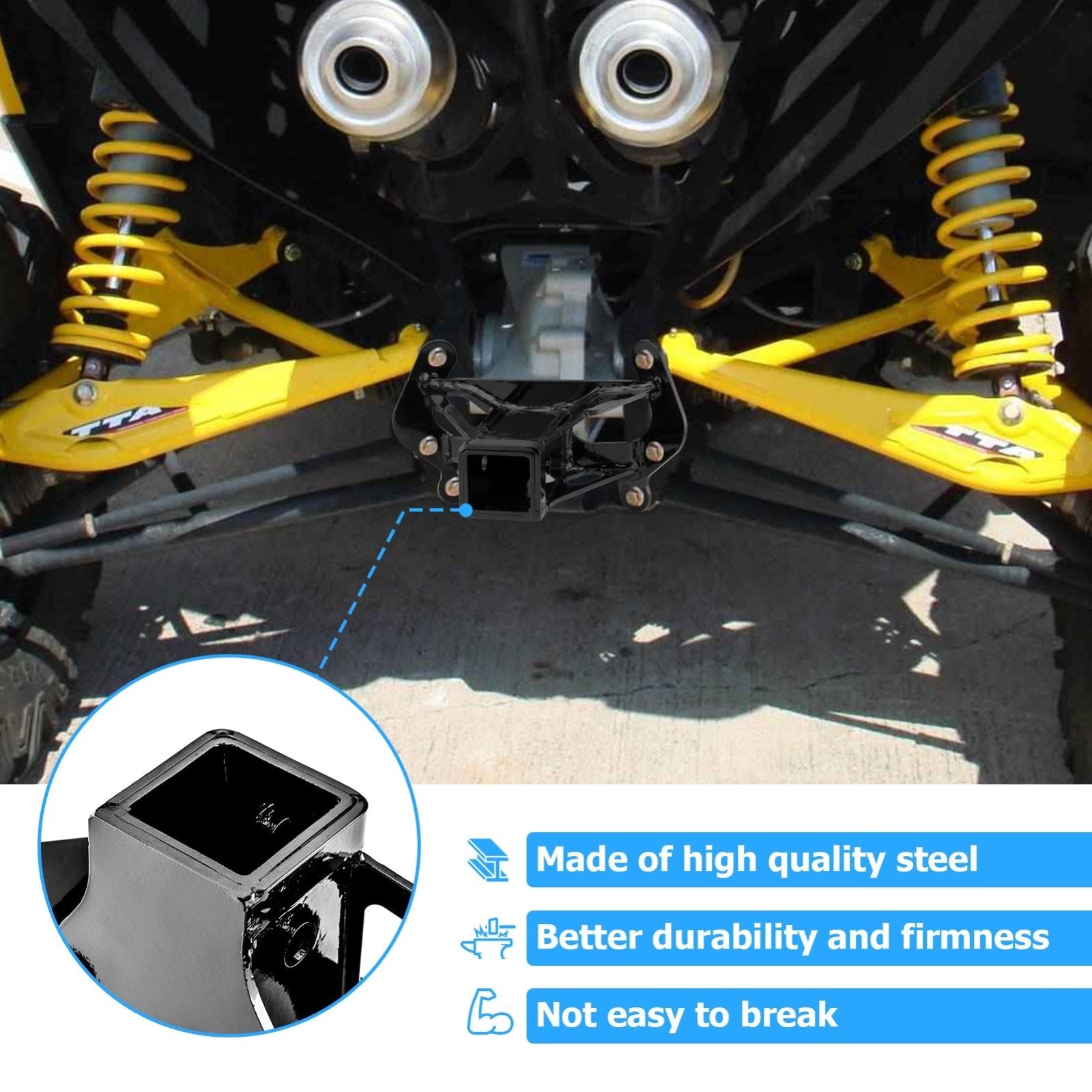 2013 - 2016 Can - Am Maverick X/Max Heavy - Duty Steel Rear Trailer Hitch & 2" Shackle Hitch Receiver Kit - Weisen