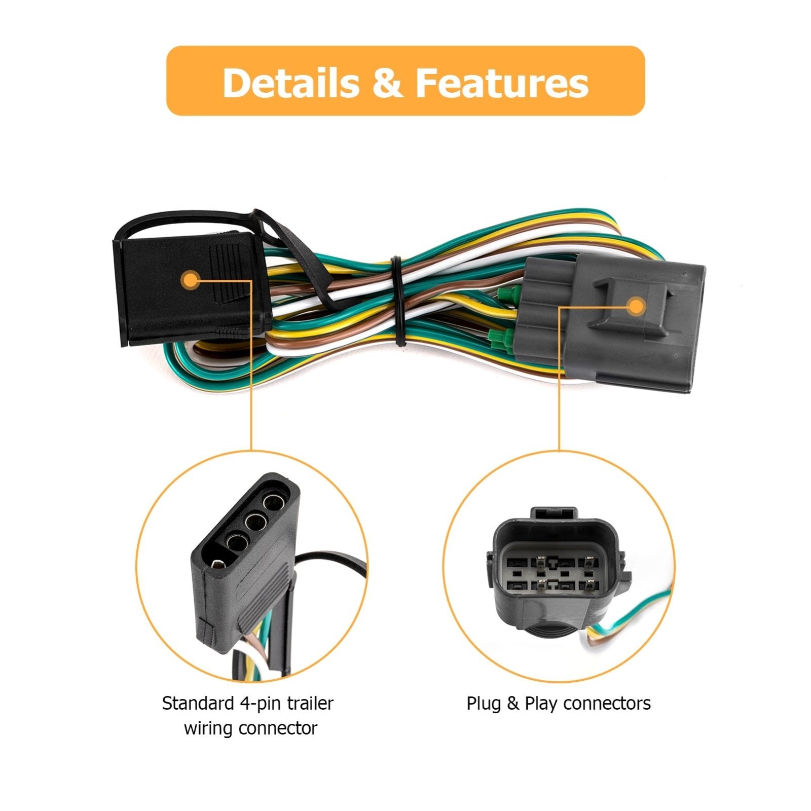 2013 - 2016 GMC Acadia / Chevrolet Traverse Plug&Play 4 - Pin Trailer Wiring Harness - Weisen