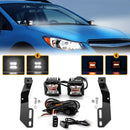 2013 - 2017 Subaru Crosstrek Hood Hinge 3" White & Amber Strobe LED Ditch Light Pod Kit - WeiSen - 70104046+70201007