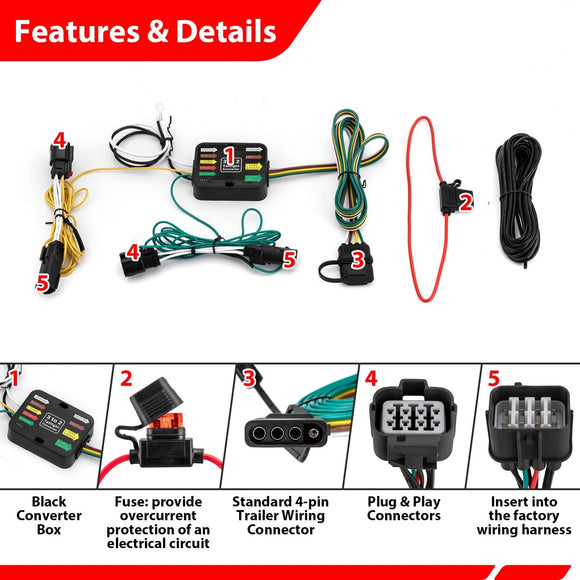 2013 - 2020 Ford Fusion Vehicle - Side Custom 4 - Pin Plug&Play Trailer Wiring Harness - WeiSen - 70206088