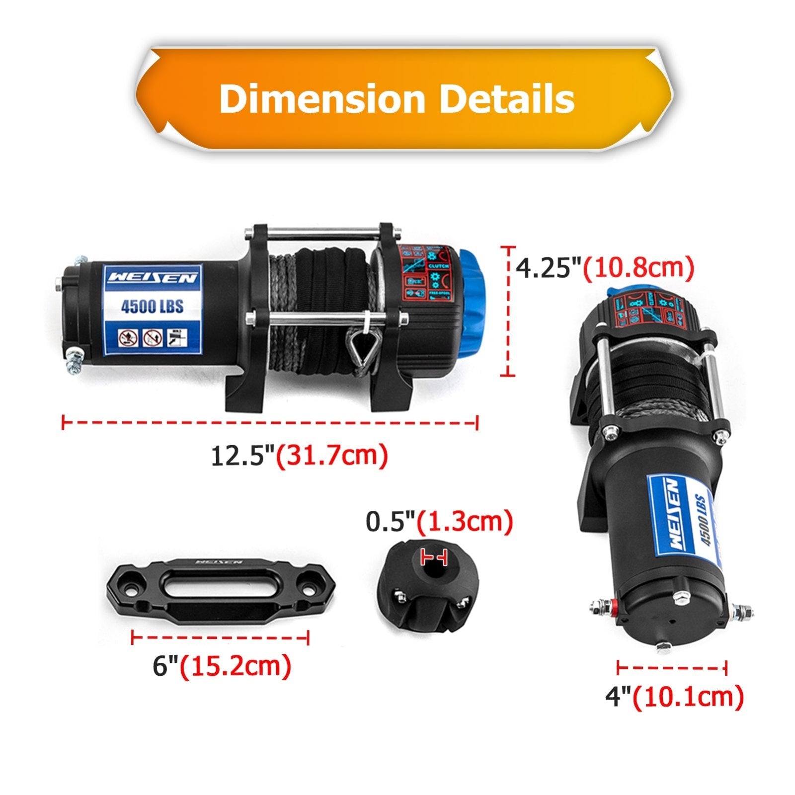 2013 - 2024 Polaris Ranger XP 1000/900/Crew Pro XD UTV ATV 4500lb 12V Electric Winch Kit - Weisen