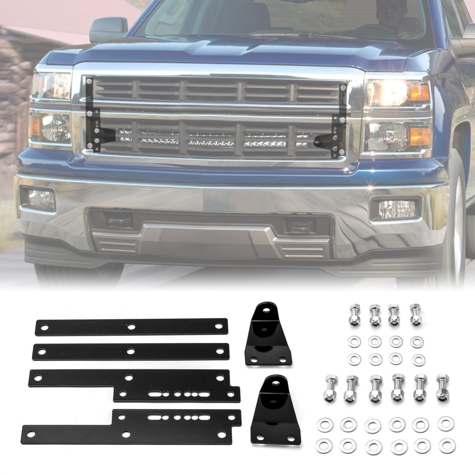 2014-2018 Chevy Silverado 1500 Heavy-Duty Steel Grill Hidden 32" Curved Light Bar Mounting Bracket - Weisen