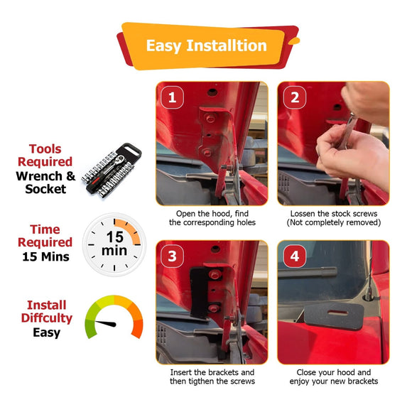 2014 - 2018 Chevy Silverado / GMC Sierra 1500 Hood Hinge 3" White & Amber Strobe LED Ditch Light Pod Kit - WeiSen - 70104037+70201007