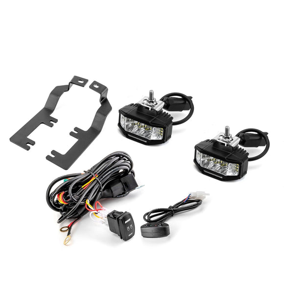 2014 - 2018 Chevy Silverado, GMC Sierra 1500 White&Amber Strobe 3.5 Inch LED Hood Hinge Ditch Light Pods w/ Wiring Harness Kit - WeiSen - 70104037+70201013