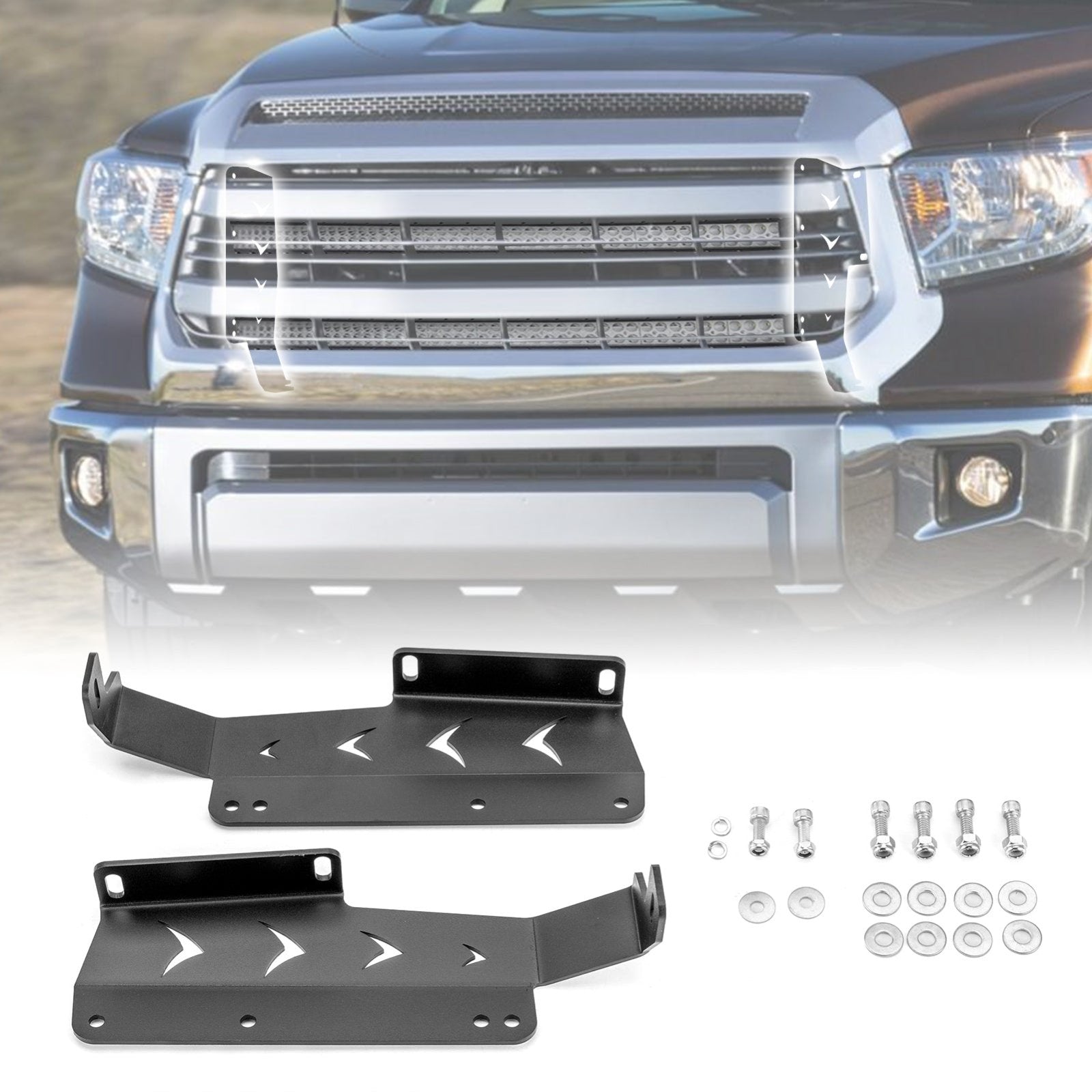 2014 - 2021 Toyota Tundra No Drill Front Hidden Grill Light Bar Mounting Bracket for 42" Dual Row Light Bar - Weisen