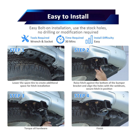 2014 - 2023 Lexus GX460 Heavy - Duty Steel 2" Rear Trailer Hitch & Adjustable Trailer Hitch Ball Mount - WeiSen - 70108005+70304025