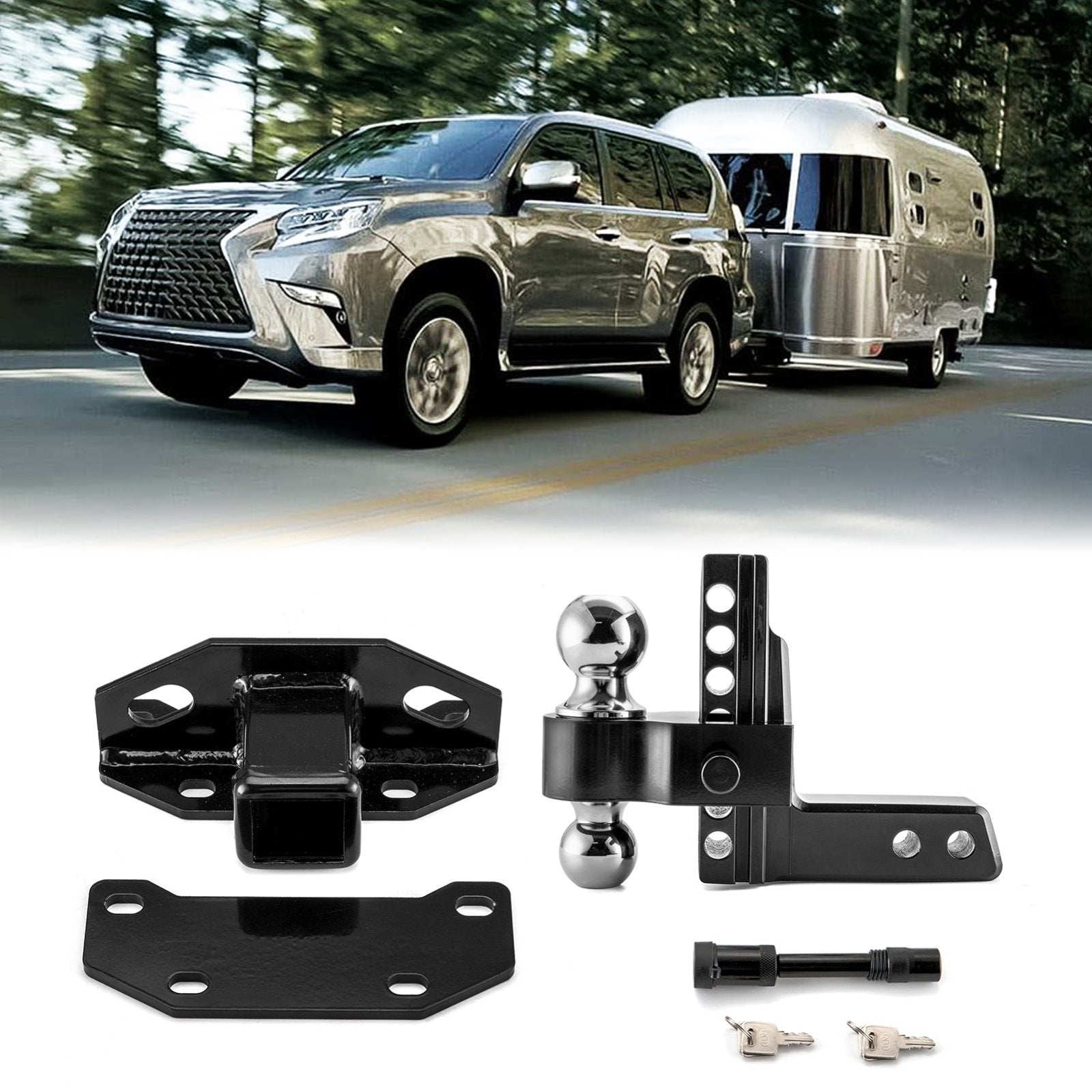 2014 - 2023 Lexus GX460 Heavy - Duty Steel 2" Rear Trailer Hitch & Adjustable Trailer Hitch Ball Mount - Weisen