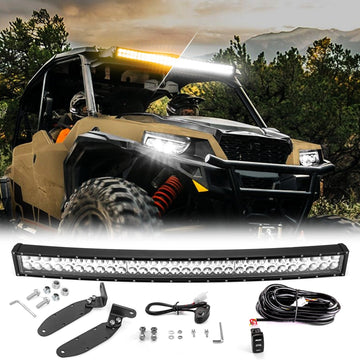 2014 - 2023 Polaris RZR 900 XP1000 Spot Flood Amber White Strobe 32 Inch Dual Row Curved 180w LED Light Bar - WeiSen - 80101004+70202019