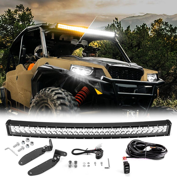 2014 - 2023 Polaris RZR 900 XP1000 Spot Flood Amber White Strobe 32 Inch Dual Row Curved 180w LED Light Bar - WeiSen - 80101004+70202019