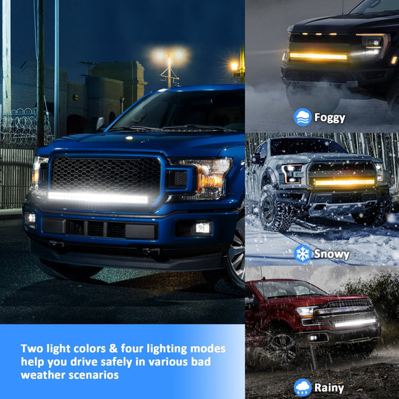 2014 - 2023 Polaris RZR 900 XP1000 Spot Flood Amber White Strobe 32 Inch Dual Row Straight 180w LED Light Bar - WeiSen - 80101004+70202018