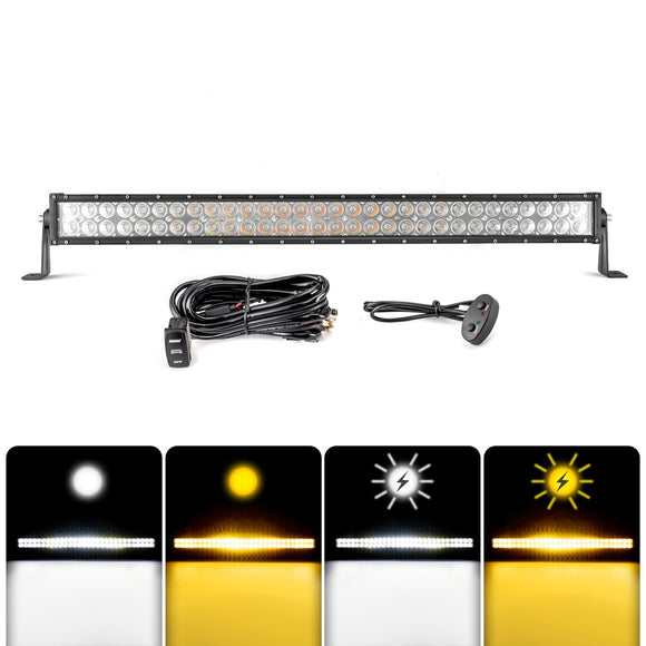 2014 - 2023 Polaris RZR 900 XP1000 Spot Flood Amber White Strobe 32 Inch Dual Row Straight 180w LED Light Bar - WeiSen - 80101004+70202018