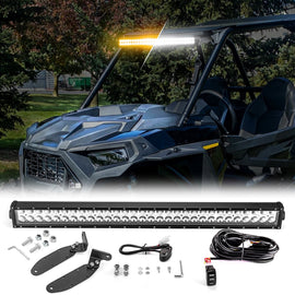 2014 - 2023 Polaris RZR 900 XP1000 Spot Flood Amber White Strobe 32 Inch Dual Row Straight 180w LED Light Bar - WeiSen - 80101004+70202018