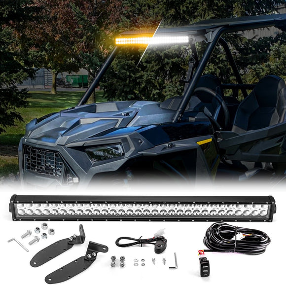 2014 - 2023 Polaris RZR 900 XP1000 Spot Flood Amber White Strobe 32 Inch Dual Row Straight 180w LED Light Bar - WeiSen - 80101004+70202018