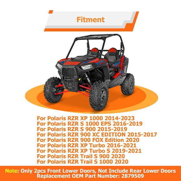 2014 - 2023 Polaris RZR XP 1000 2 - door No Drill UTV Front Lower Half Door #OEM 2879509 - WeiSen - 80307014