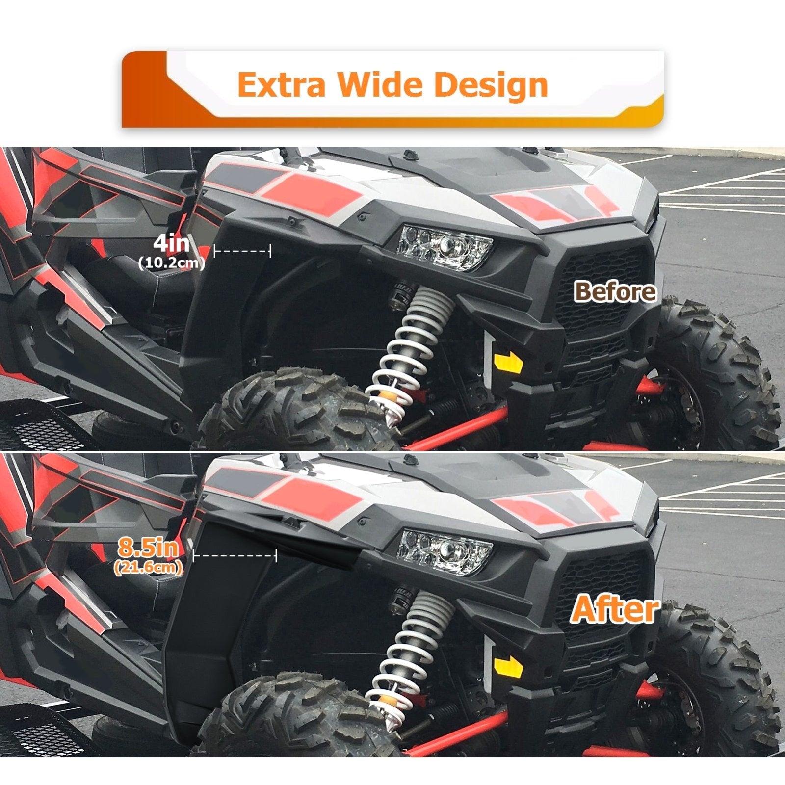 2014 - 2023 Polaris RZR XP 1000 / Turbo/S 1000/900 / 900 S No Drill HDPE UTV Front SUPER Extended Fender Flares - Weisen