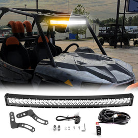 2014 - 2023 Polaris RZR XP1000 RZR 900 S900 S1000 EPS Spot Flood Amber White Strobe 32" Curved 180w LED Light Bar - WeiSen - 80101011+70202019