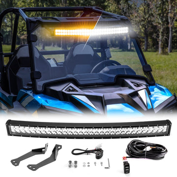 2014 - 2023 Polaris RZR XP1000 / XP Turbo / RZR 900 1000 Spot Flood Amber White Strobe 32 Inch Dual Row Curved 180w LED Light Bar - WeiSen - 80101002+70202019