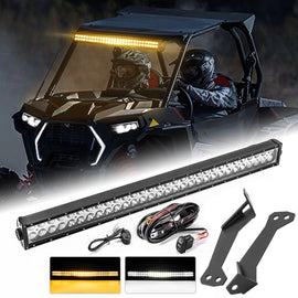 2014 - 2023 Polaris RZR XP1000 / XP Turbo / RZR 900 1000 Spot Flood Amber White Strobe 32 Inch Dual Row Straight 180w LED Light Bar - WeiSen - 80101002+70202018