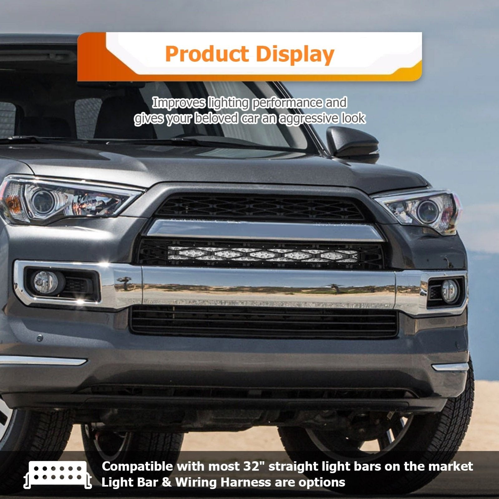 2014 - 2023 Toyota 4Runner Heavy - Duty Steel Front Bumper Light Bar Mounting Bracket for 32" Straight Slim Or Dual Row Light Bar - Weisen