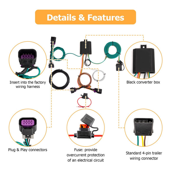 2014 - 2024 Dodge Ram ProMaster 1500 2500 3500 4 - Pin Trailer Tow Hitch Wiring Harness - WeiSen - 70206060