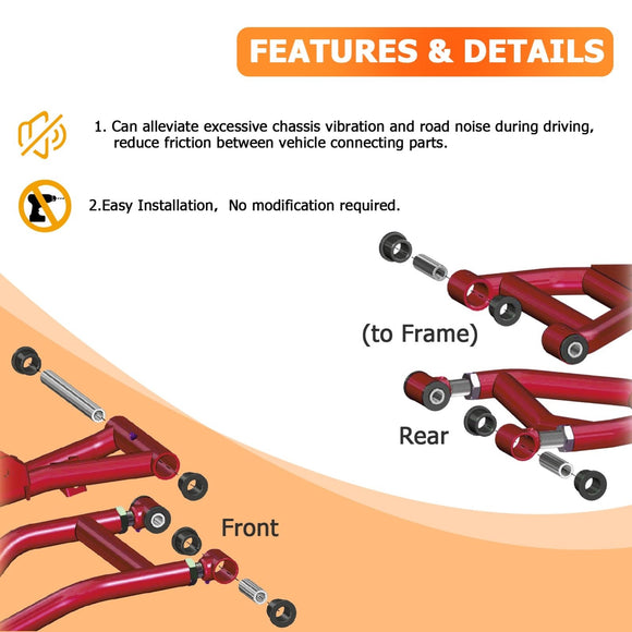 2014 - 2024 Kawasaki Teryx4 800/800 UTV HDPE Front & Rear A - Arm Bushing Kit - WeiSen - 80405007
