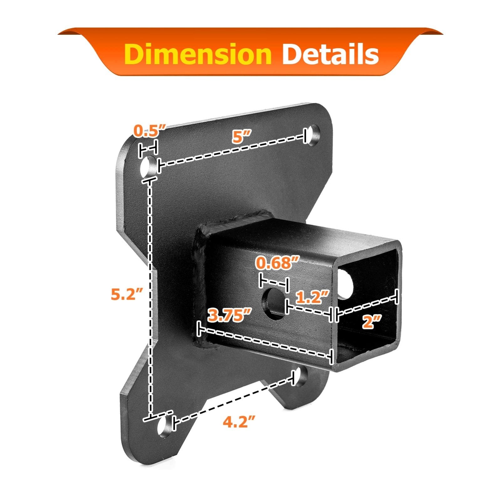 2014 - 2024 Polaris RZR XP 1000 Heavy - Duty Steel Rear Adjustable Trailer Hitch Ball Mount 2" Receiver Kit - Weisen