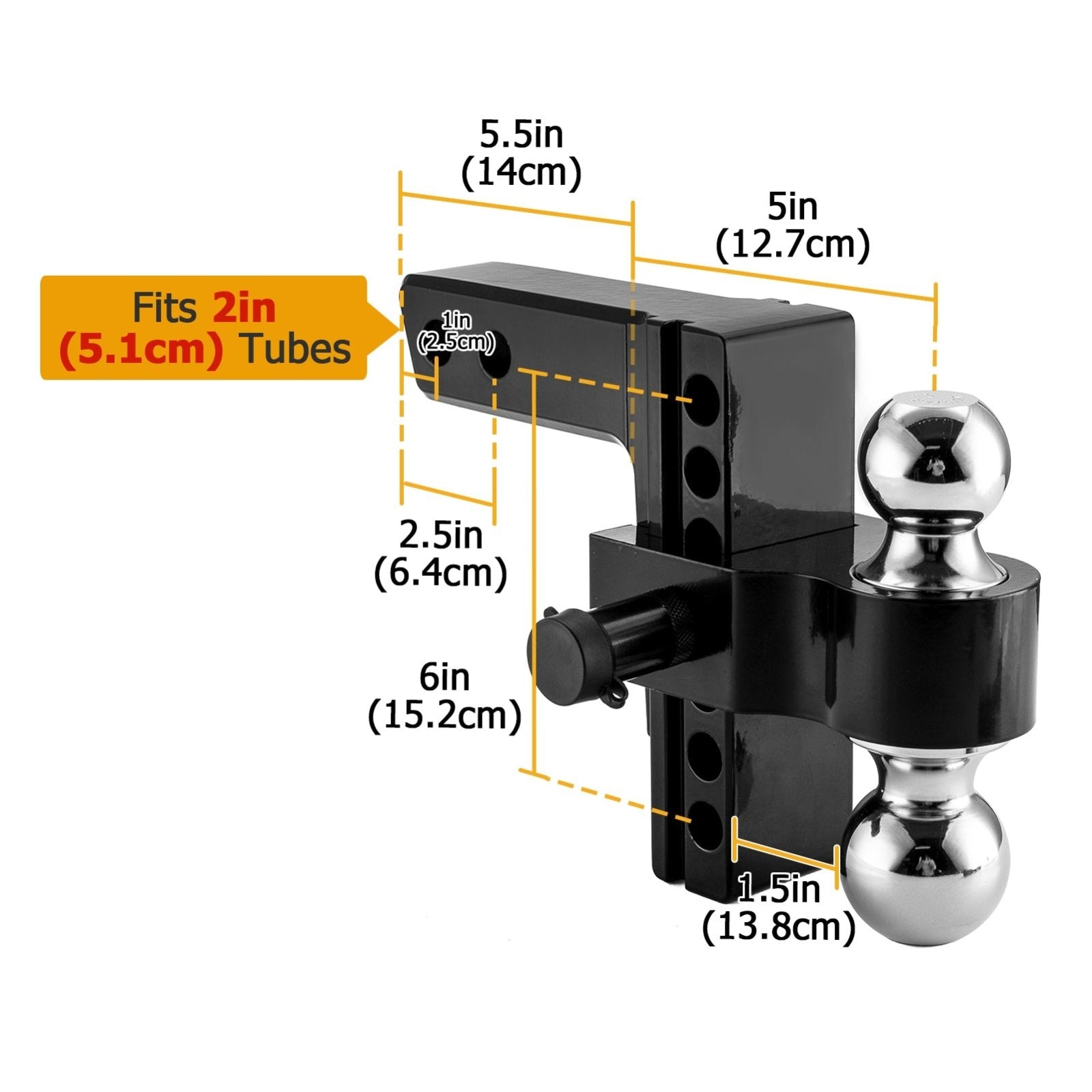 2014 - 2024 Polaris RZR XP 1000 Heavy - Duty Steel Rear Adjustable Trailer Hitch Ball Mount 2" Receiver Kit - Weisen