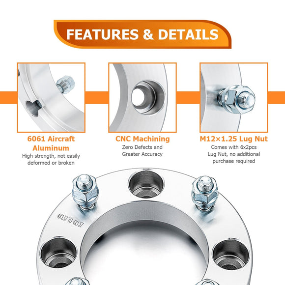 2014 - 2025 Kawasaki Teryx 800 / Teryx4 800 | 2Pcs 1.5" 2.0" Wheel Spacers 4x137mm | 6061 - T6 Forged Aluminum - WeiSen - 80403038