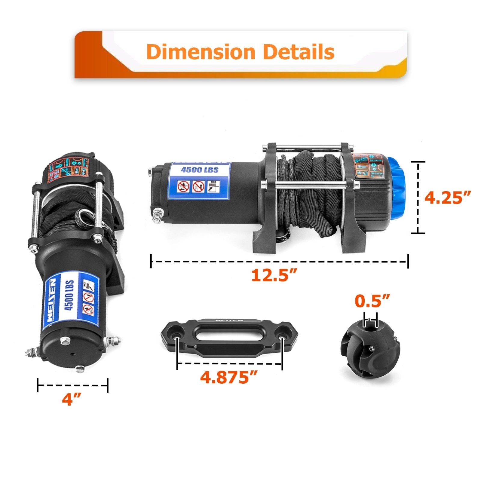 2014+ Honda Pioneer 700 / 700 - 4 UTV ATV 4500lb 12V Electric Winch Kit - Weisen