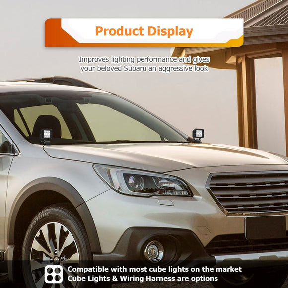 2015 - 2019 Subaru Outback White&Amber Strobe 3.5 Inch LED Hood Hinge Ditch Light Pods w/ Wiring Harness Kit - WeiSen - 70104058+70201013