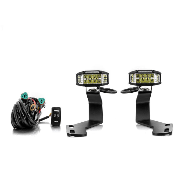 2015 - 2019 Subaru Outback White&Amber Strobe 3.5 Inch LED Hood Hinge Ditch Light Pods w/ Wiring Harness Kit - WeiSen - 70104058+70201013