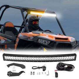 2015 - 2021 Polaris RZR 900 1000 / XP Turbo / RZR XP1000 Spot Flood Amber White Strobe 32 Inch Dual Row Curved 180w LED Light Bar - WeiSen - 80101003+70202019