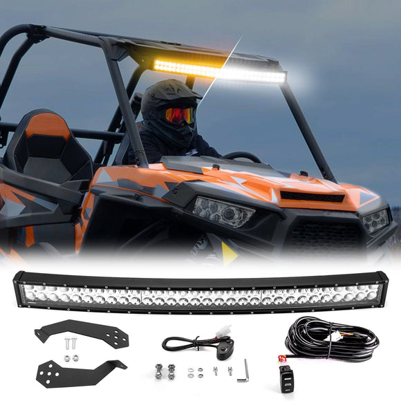 2015 - 2021 Polaris RZR 900 1000 / XP Turbo / RZR XP1000 Spot Flood Amber White Strobe 32 Inch Dual Row Curved 180w LED Light Bar - WeiSen - 80101003+70202019