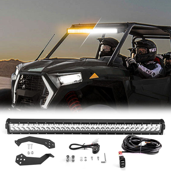 2015 - 2021 Polaris RZR 900 1000 / XP Turbo / RZR XP1000 Spot Flood Amber White Strobe 32 Inch Dual Row Straight 180w LED Light Bar - WeiSen - 80101003+70202018