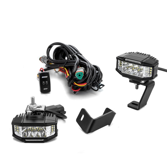 2015 - 2023 Ford F150/ F150 Raptor White&Amber Strobe 3.5 Inch LED Hood Hinge Ditch Light Pods w/ Wiring Harness Kit - WeiSen - 70104014+70201013