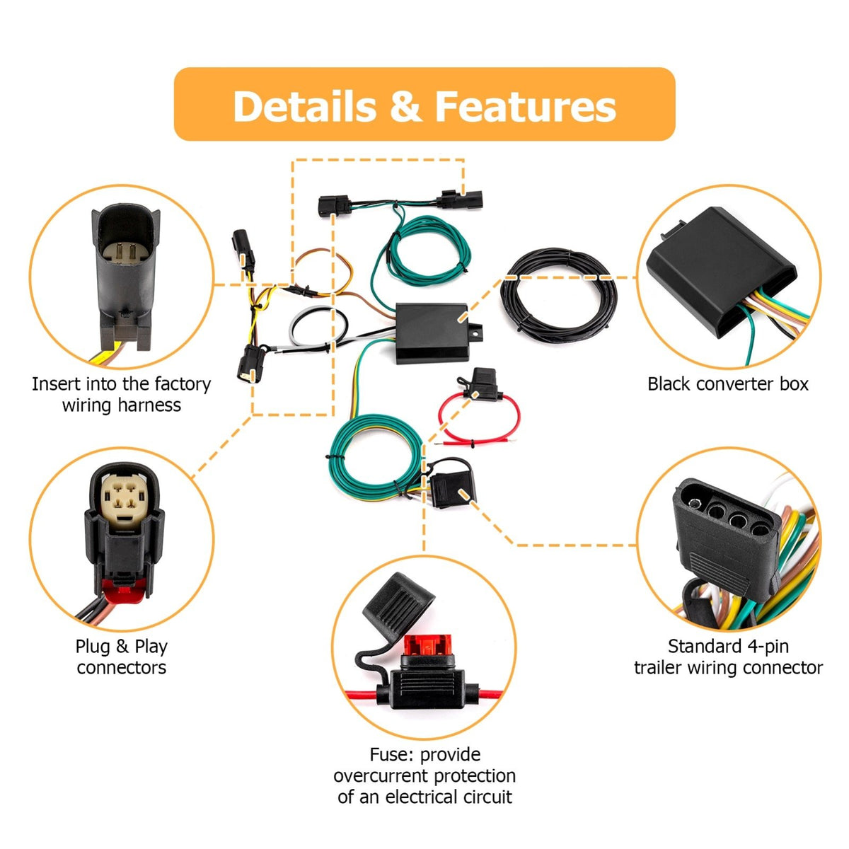 Transit Plug 2015-2025 Ford Transit-150 250 350 Plug & Play 4-Pin Trailer Wiring Ha ...