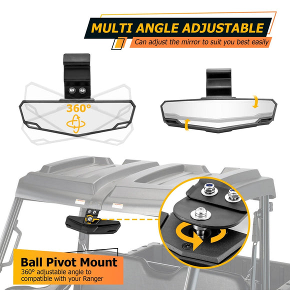 2015 - 2024 Polaris Ranger 570 900 1000/Crew 360° Super Wide Angle Off - road Center Rear View Mirror - WeiSen - 80301045