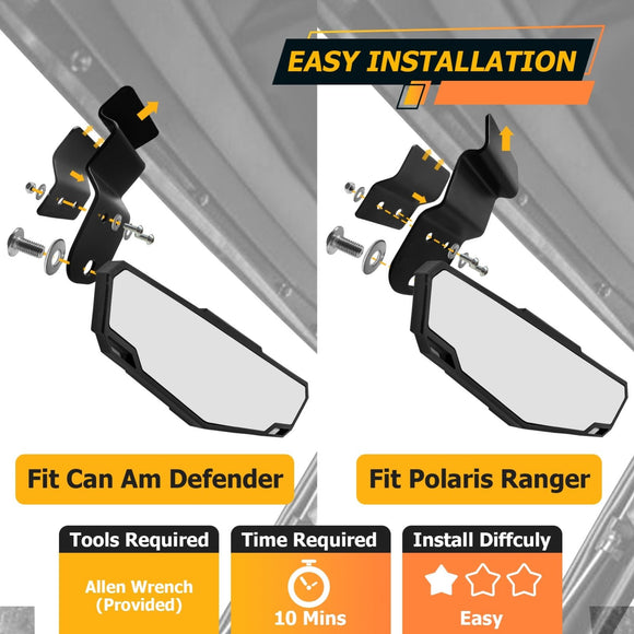 2015 - 2024 Polaris Ranger 570 900 1000/Crew 360° Super Wide Angle Off - road Center Rear View Mirror - WeiSen - 80301045