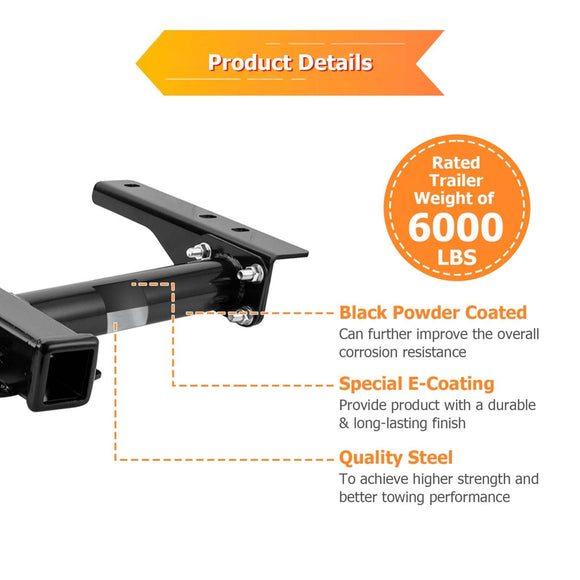 2015 - 2025 Ford Transit - 150 250 350 & 2022 - 2025 Ford E - Transit Heavy - Duty Steel Class 3 Trailer Hitch 2" Receive - WeiSen - 70108017