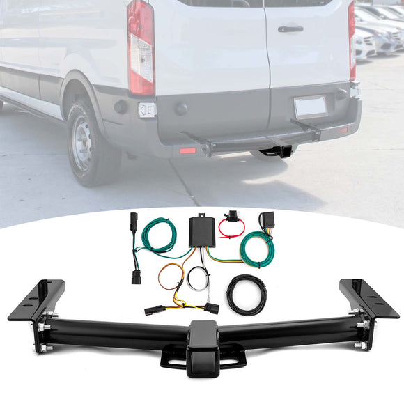 2015 - 2025 Ford Transit - 150/250/350 No Drill Class 3 Trailer Hitch 2" Receiver & Plug&Play 4 - Pin Trailer Wiring Harness - WeiSen - 70108017+70206049