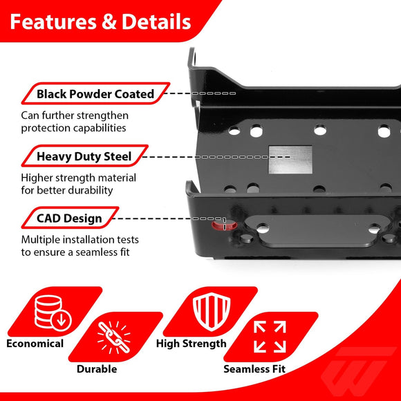 2015 - 2025 Yamaha Viking No Drill Heavy Duty Steel UTV Winch Mounting Bracket Plate - WeiSen - 80106047