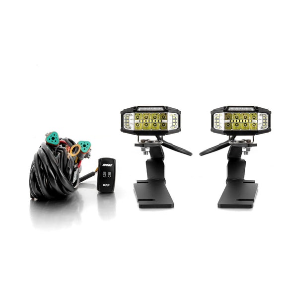 2016 - 2017 Ford Explorer White&Amber Strobe 3.5 Inch LED Hood Hinge Ditch Light Pods w/ Wiring Harness Kit - WeiSen - 70104055+70201013