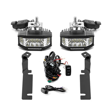 2016 - 2017 Ford Explorer White&Amber Strobe 3.5 Inch LED Hood Hinge Ditch Light Pods w/ Wiring Harness Kit - WeiSen - 70104055+70201013