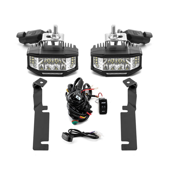 2016 - 2017 Ford Explorer White&Amber Strobe 3.5 Inch LED Hood Hinge Ditch Light Pods w/ Wiring Harness Kit - WeiSen - 70104055+70201013