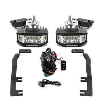 2016 - 2019 Nissan Titan White&Amber Strobe 3.5 Inch LED Hood Hinge Ditch Light Pods w/ Wiring Harness Kit - WeiSen - 70104051+70201013