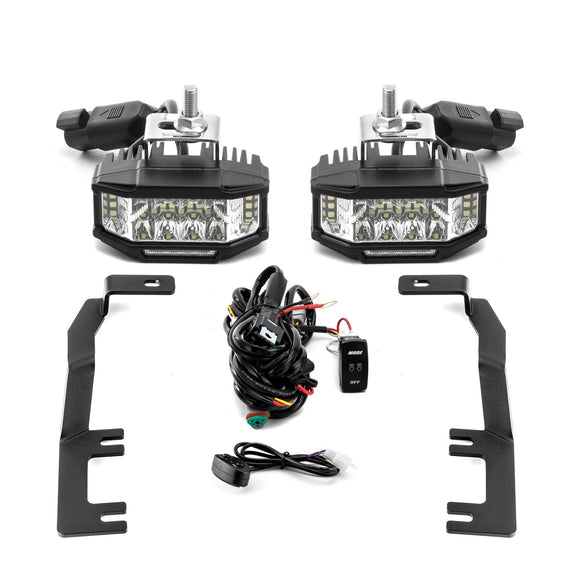 2016 - 2019 Nissan Titan White&Amber Strobe 3.5 Inch LED Hood Hinge Ditch Light Pods w/ Wiring Harness Kit - WeiSen - 70104051+70201013